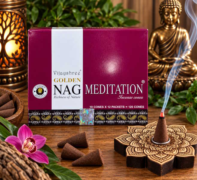 Incienso Conos Golden Nag  Meditación Vijayshree